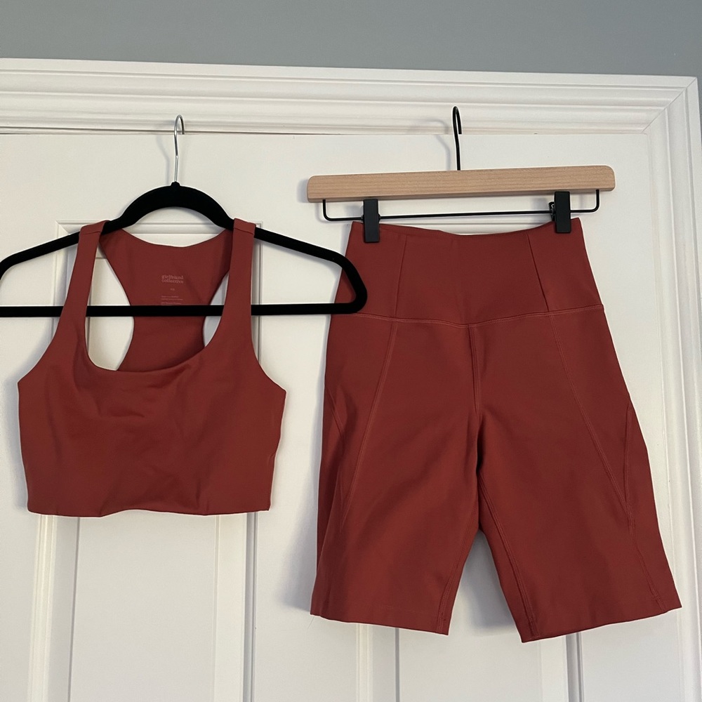 Girlfriend Collective Sports Bra Top & Biker Shorts Set